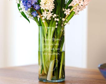 Personalisierte Vase I Muttertag Geschenk I Personalisierte Geschenke I Blumenvase mit Text I Blumenvase I Geschenk für Frauen I Glas Vase