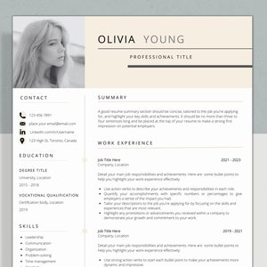 Professional Resume Template with Photo | CV Template | Resume Template Canva | Cover Letter and References Template | Instant Download