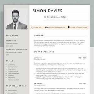 Professional Resume Template without Photo | CV Template | Resume Template Canva | Cover Letter and References Template | Instant Download