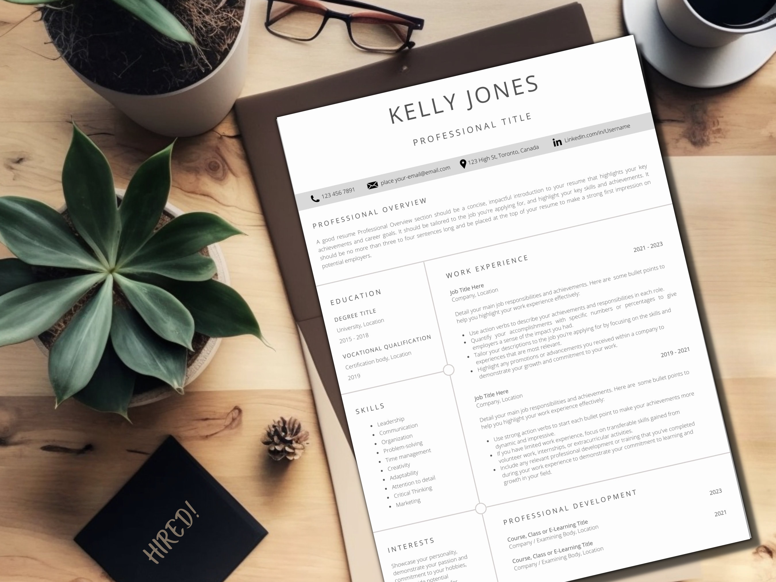 Resume Without Address Professional Resume Template Without Photo | CV Template | Resume ...