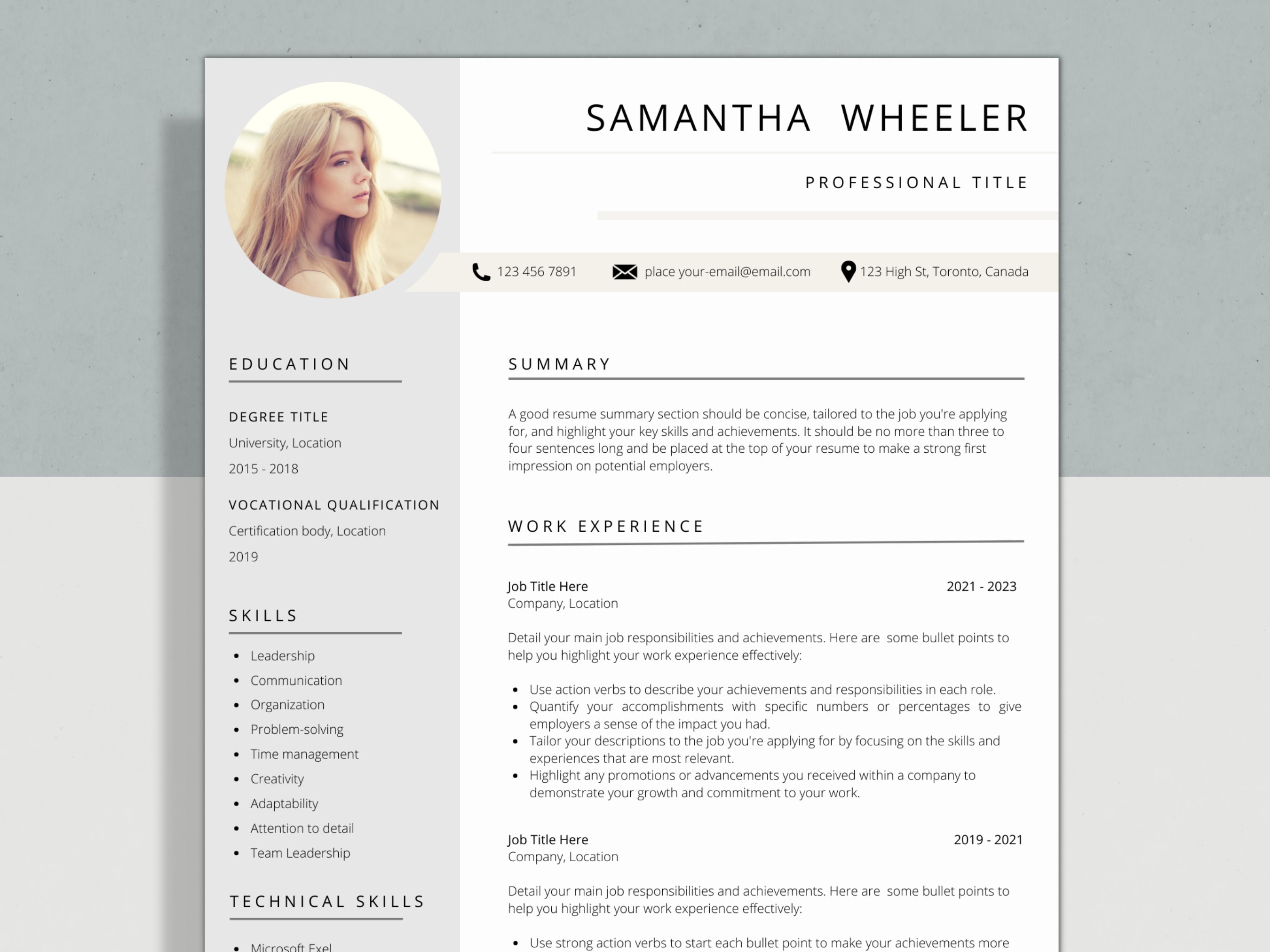 Professional Resume Template With Photo CV Template Resume - Etsy