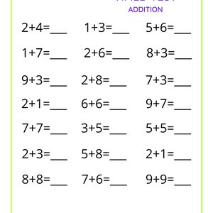 May include: A timed addition test worksheet with 12 math problems. The worksheet has a title, "TIMED TEST ADDITION", and space for a name, date, and score.