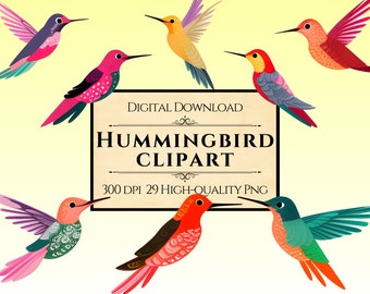 Bunte Kolibri Clipart Sammlung - Lebendige Kolibri PNG Bilder, Sofort Download für die kommerzielle Nutzung