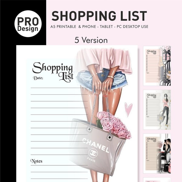 Druckbare Einkaufsliste Vorlage, Einkaufsliste, Artikel Checkliste, Einkaufsplan, A5 / Letter / halbe Größe, Sofortiger Download PDF