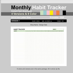 Tracker abitudini mensile Paesaggio stampabile, Modello tracker abitudini, Tracker routine, Sfida abitudini di 30 giorni, A4/Lettera, Tracker abitudini digitali