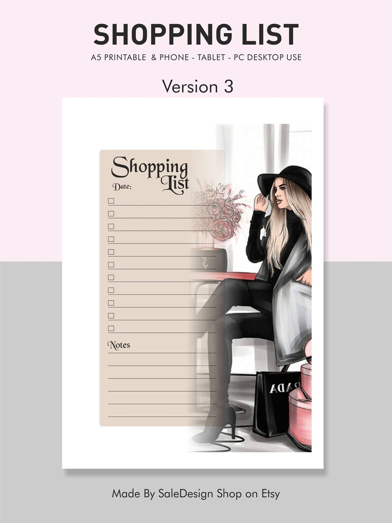 Printable Shopping List Template, to Buy List, Item Checklist, Shopping ...