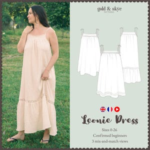 Patrón de costura en PDF del vestido Leonie | Vestido babydoll de verano | Fácil para principiantes | Lactancia y maternidad | Encaje | Tallas 32-58
