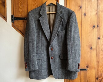 Men’s Vintage Harris Tweed Wool Herringbone Sport Coat Jacket Blazer