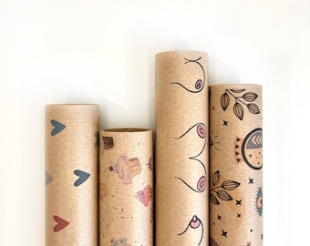 Wrapping paper partner gift anniversary romantic kraft paper, gift friend packaging hearts design wrapping paper hearts for her