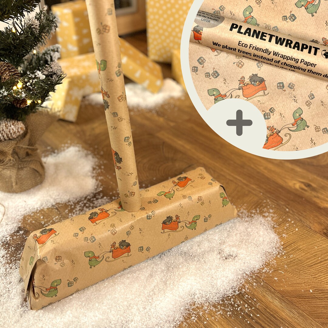 Funny Broom Gift Wrapping for Christmas Christmas Dino Design Etsy