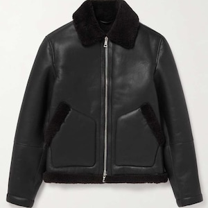Handmade Shearling Aviator Jacket: Women&#39;s B3 Bomber Coat, Real Sheepskin Wool