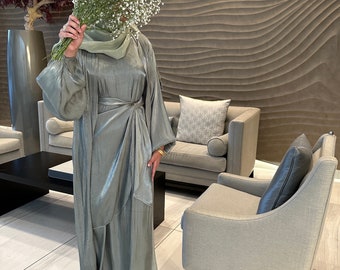 Beautiful Elegant  5  piece Abaya With Scarf - Organza Material. Eid abaya, party Abaya, party dress, modest abaya,