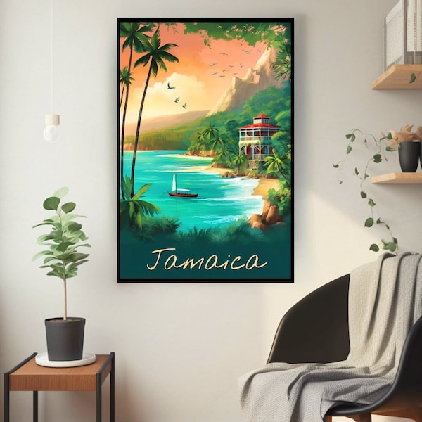 Jamaica Poster, Caribbean Paradise Wall Art, Jamaica Travel Print, Home Decor, Modern Art, Tropical Vibes, Wall Art Print