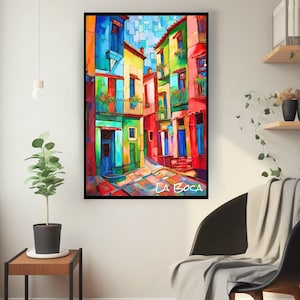 La Boca Poster, Colorful Argentine Charm Wall Art, Buenos Aires Travel Print, Home Decor, Modern Art, Vibrant Neighborhood, Wall Art Print