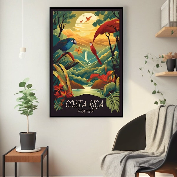 Costa Rica Poster, Tropical Paradise Wall Art, Costa Rica Travel Print, Home Decor, Modern Art, Pura Vida Vibes, Wall Art Print