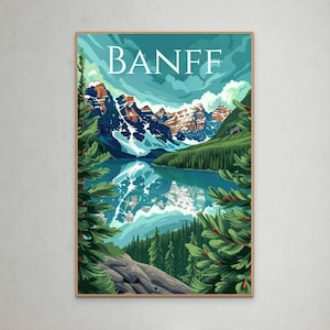 Banff Nationalpark Poster - Atemberaubende Berglandschaft Kunstdruck, perfekt für Reiseliebhaber und Natur-Dekor