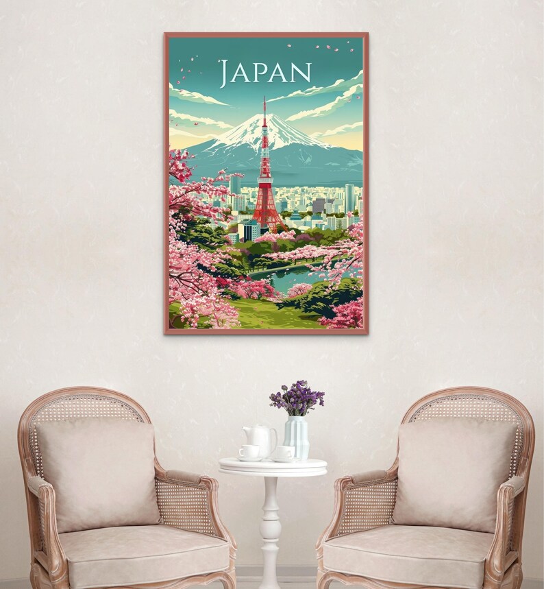 Tokyo Tower & Mount Fuji Art Print: Japan Travel Poster - Etsy