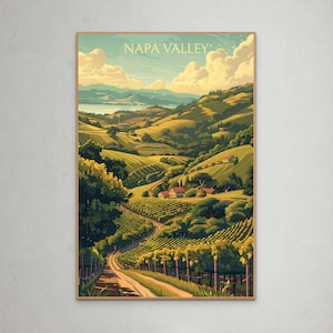 Napa Valley Vineyard Landscape Art Print - schilderachtige poster van het wijnland van Californië