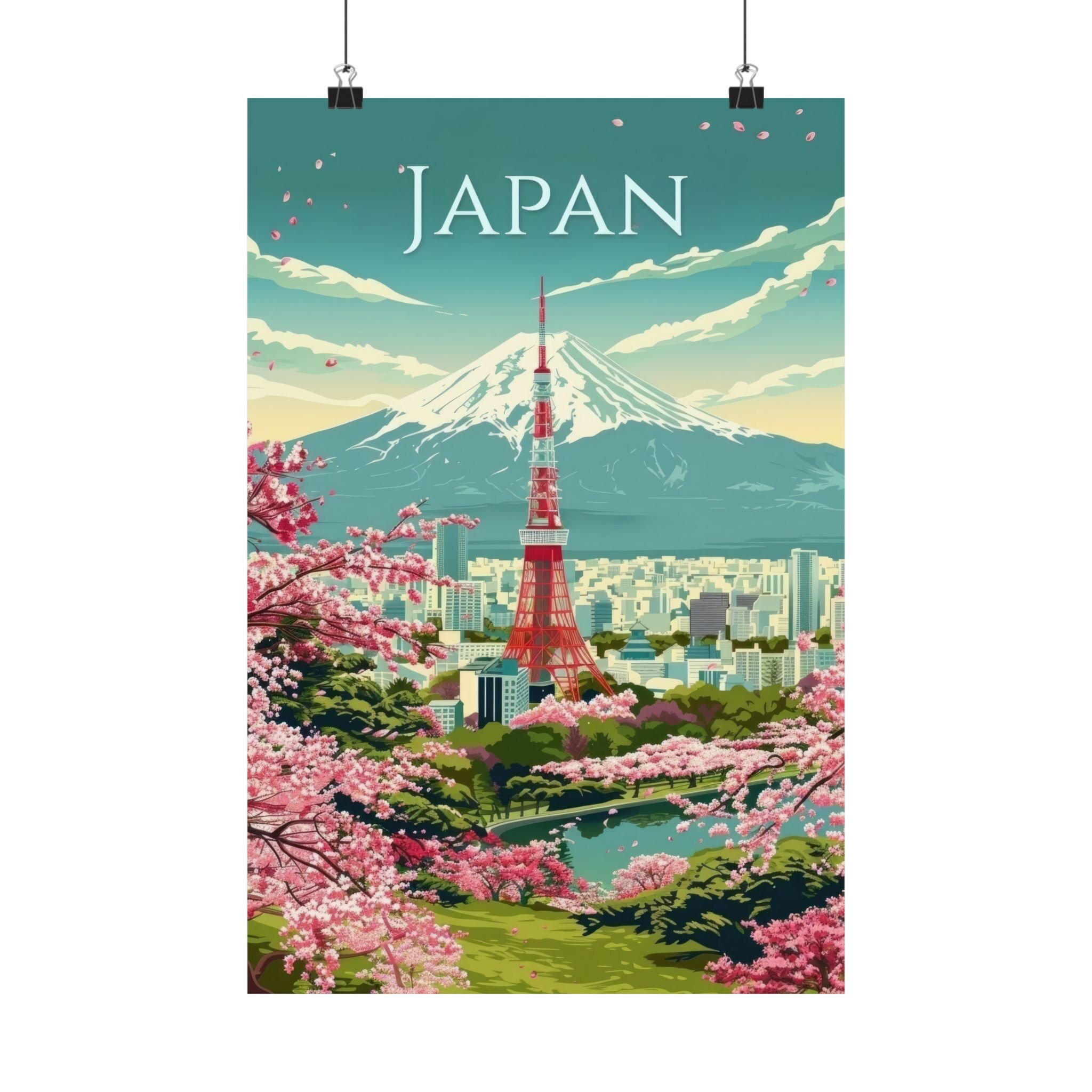 Tokyo Tower & Mount Fuji Art Print: Japan Travel Poster - Etsy