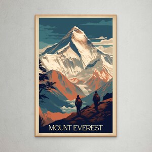 Póster vintage de viaje al Monte Everest: Impresión artística de aventura en el Himalaya