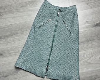 Винтажная юбка COURREGES Paris Green Wool A Line 1970-х годов
