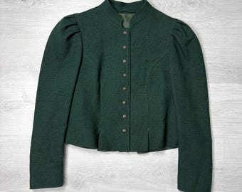 Salzburger Tracht Green Baumwolle Wool Dirndl Jacket Size 36