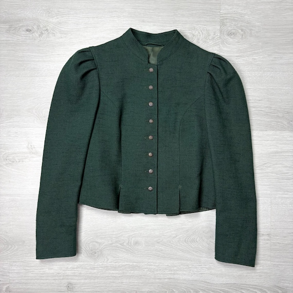 Salzburger Tracht Green Baumwolle Wool Dirndl Jacket Size 36