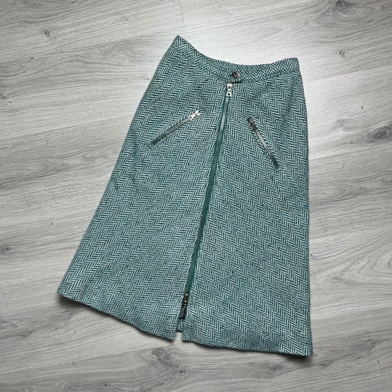 Vintage 1970's COURREGES Paris Green Wool A Line … - image 1