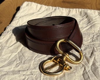 Jil Sander Women's Brown Leather Belt Gold Buckle