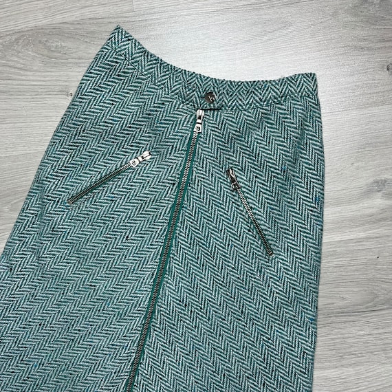 Vintage 1970's COURREGES Paris Green Wool A Line … - image 2