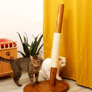 Natural scratching post for cats, cat tree tower, modern cat furniture, cat climbing tree, cat scratcher, cat toys, cat lover gift