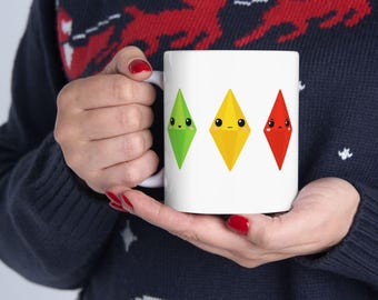 Humeurige Plumbobs-mok | Grappige op Sims geïnspireerde keramische koffiemok | Gamercadeau, vaatwasmachine- en magnetronbestendig