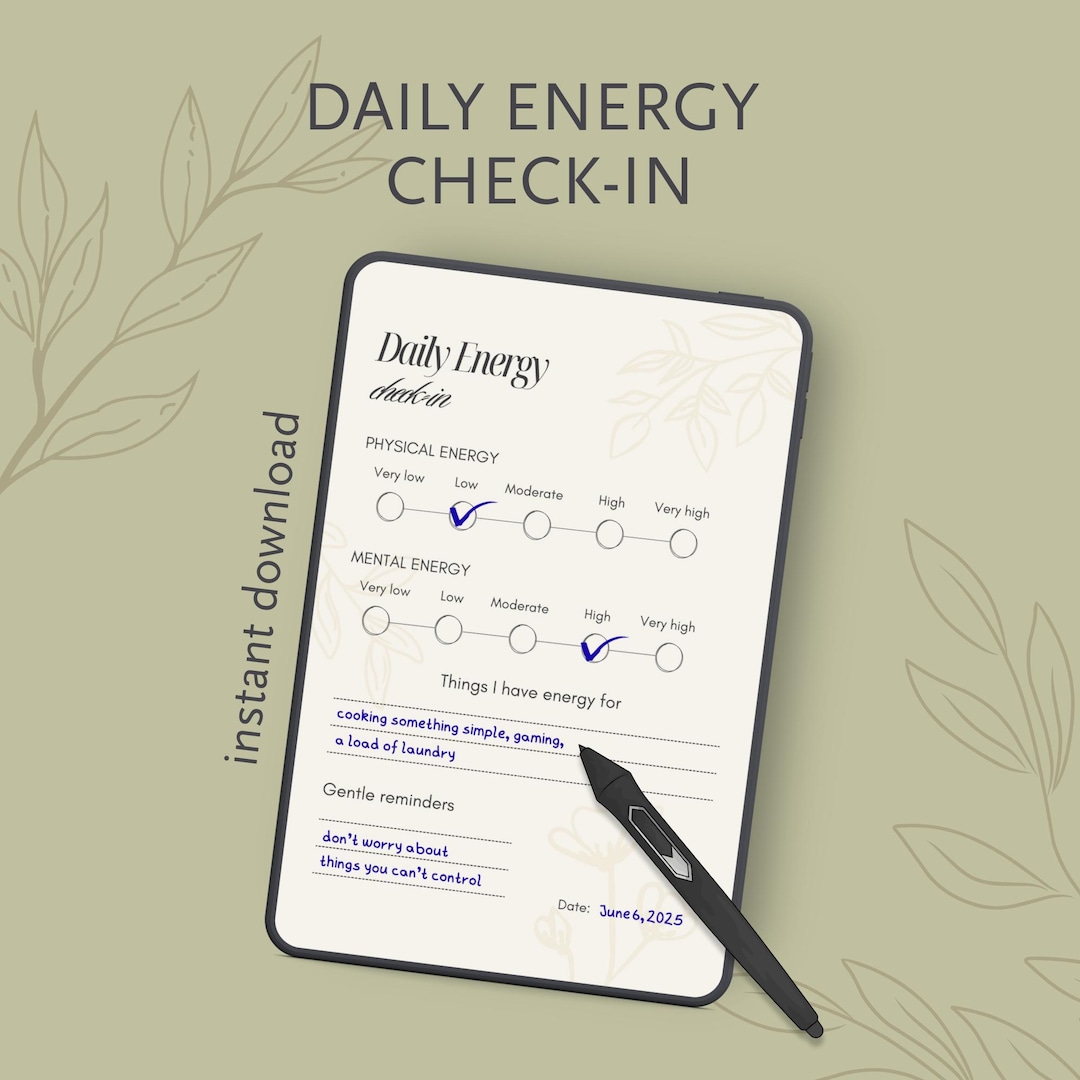 Daily Energy Check-in Printable | Mindfulness Worksheet | Self Care ...