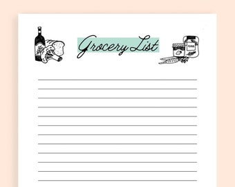 Simple Grocery Shopping List, Grocery Printable Template, Grocery Planner, Instant Download, PDF