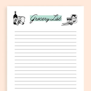 Simple Grocery Shopping List, Grocery Printable Template, Grocery Planner, Instant Download, PDF image 1