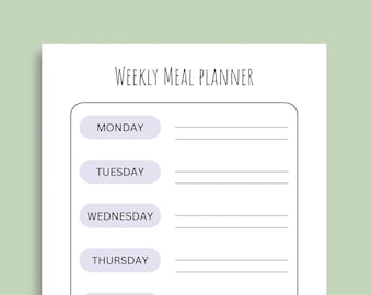 Weekly Meal Planner, Grocery Shopping List, Grocery Printable Template, Meal Planner, Instant Download, PDF