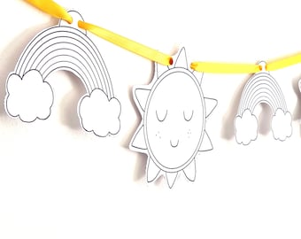 Rainbow & Sun Bunting: Printable Paper Craft Kit (Digital Download)