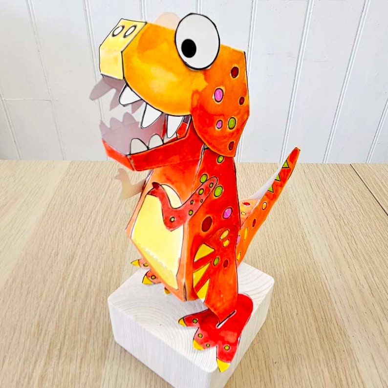 T-rex Paper Craft Kit: Cut and Colour Dinosaur (digital Download) - Etsy