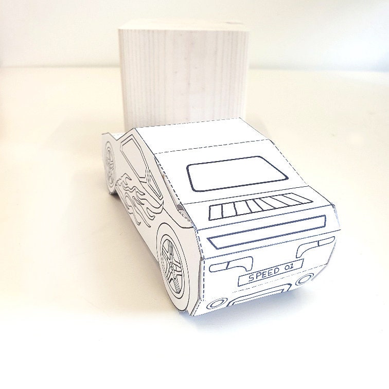 Checked Paper Race Car Tissue Paper Craft Kit - 24 DIY Paper Cardboard ...