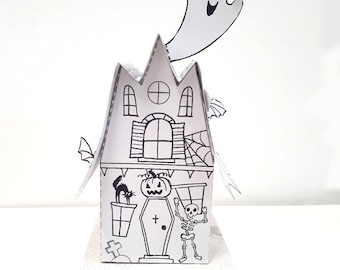 Printable Paper Haunted House Craft Kit: Halloween Activity (Digital Download)