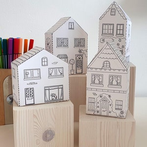 Paper Houses Printable Craft Sheets, Activity Sheets, Paper Craft Kit, Cut and Colour pages, Arts and Crafts for kids image 5