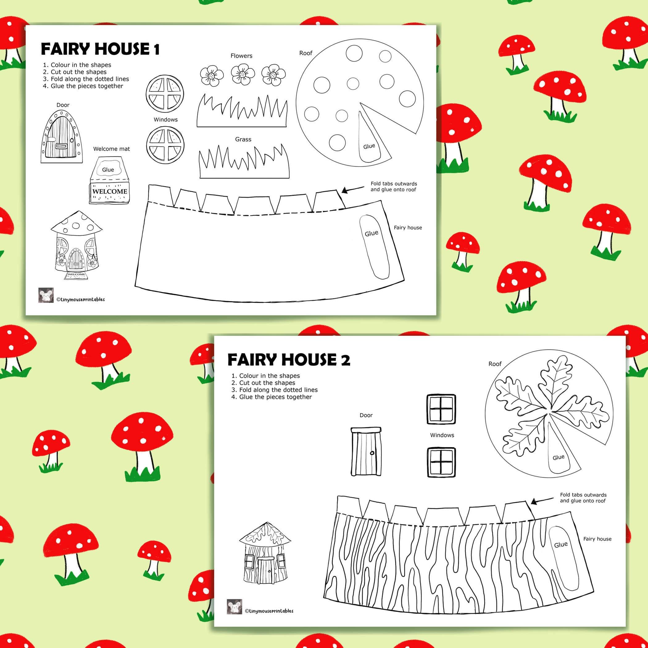 Paper FAIRY HOUSES Printable Activity Paper Craft Kit Cut - Etsy Canada