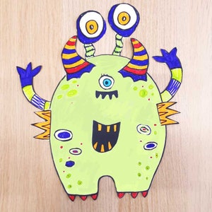 Halloween Monster Bastelset: Druckbare Aktivitäten zum Schneiden und Färben (PDF)