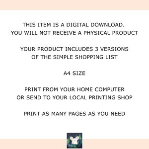 Simple Grocery Shopping List, Grocery Printable Template, Grocery Planner, Instant Download, PDF image 4