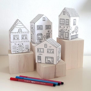 Paper Houses Printable Craft Sheets, Activity Sheets, Paper Craft Kit, Cut and Colour pages, Arts and Crafts for kids