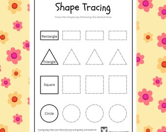 Pre-writing Tracing Shapes Activity Sheets for Preschoolers, Fine Motor Skills, Tracing Sheets, Shapes Activity,