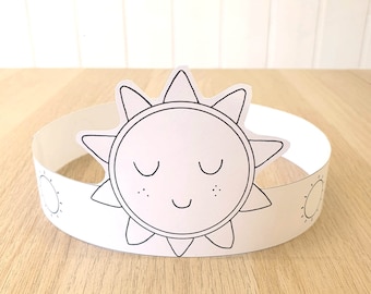 Corona di carta solare: attività per feste da ritagliare e colorare (schema PDF)