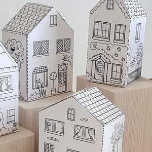 Paper Houses Printable Craft Sheets, Activity Sheets, Paper Craft Kit, Cut and Colour pages, Arts and Crafts for kids image 6