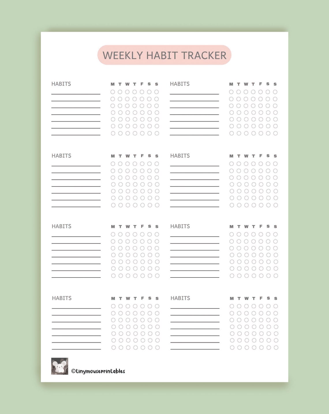 Minimalist Habit Tracker Template: Weekly Routine Printable (PDF) - Etsy
