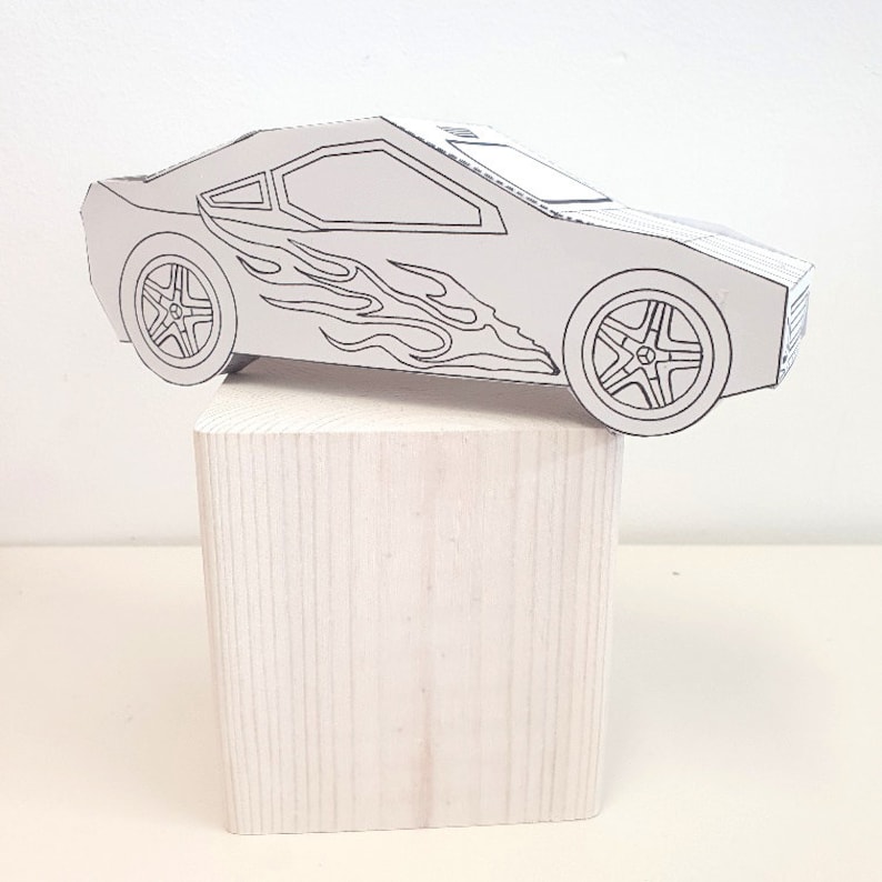 Printable Paper Sports Car Craft Kit: Cut and Color Activity (digital ...
